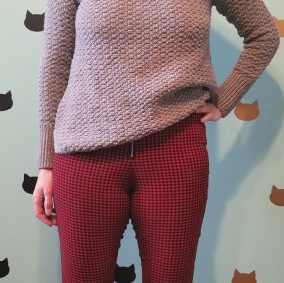 𝅺DARK Academia Pants Red Black Stretch Medium - Picture 2 of 3